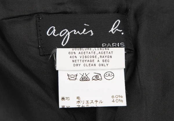 アニエスベーagnes b. ウールポリタックデザインスカート 黒40 K-118624_014