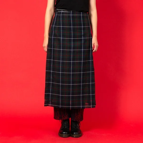 コムデギャルソンCOMME des GARCONSタータンチェックシースルーラップスカート 緑紺赤M K-118659_015