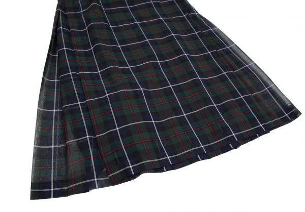コムデギャルソンCOMME des GARCONSタータンチェックシースルーラップスカート 緑紺赤M K-118659_006
