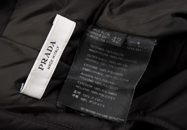 プラダPRADA ナイロン中綿トレンチコート 焦げ茶42 (K-118660)
