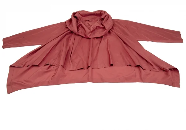 ISSEY MIYAKE Silk Blend Drape Neck Design Long Sleeve Shirt K-118670_010