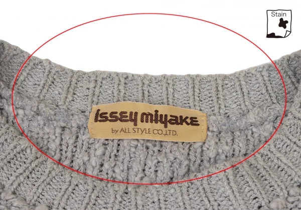 イッセイミヤケISSEY MIYAKE ビジュー装飾ボーダー織りニットセーター ブルーグレークリームM位 K-118674_008
