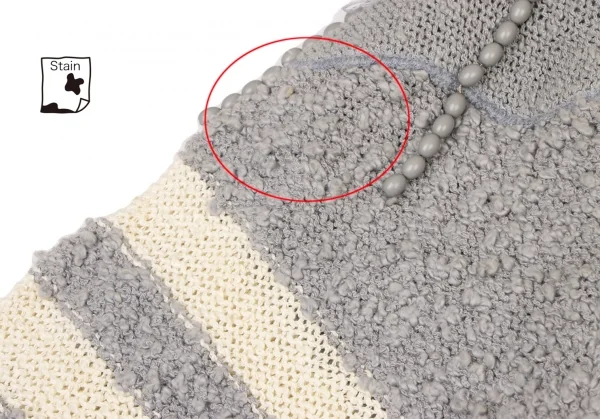 イッセイミヤケISSEY MIYAKE ビジュー装飾ボーダー織りニットセーター ブルーグレークリームM位 K-118674_010