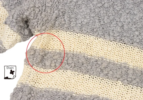 イッセイミヤケISSEY MIYAKE ビジュー装飾ボーダー織りニットセーター ブルーグレークリームM位 K-118674_016