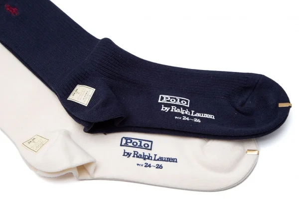 新品!ポロbyラルフローレンPOLO by Ralph Lauren ポニー刺繍ソックス 2足セット 紺オフ24-26 K-118708_003