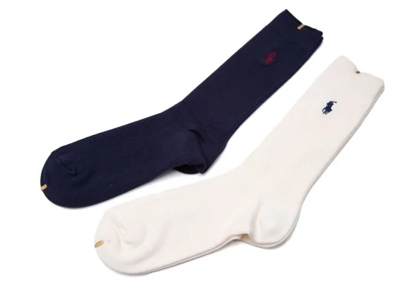 新品!ポロbyラルフローレンPOLO by Ralph Lauren ポニー刺繍ソックス 2足セット 紺オフ24-26 K-118708_004