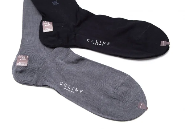 新品!セリーヌ オムCELINE HOMME マカダム織りソックス 2足セット 黒グレー25 K-118709_004