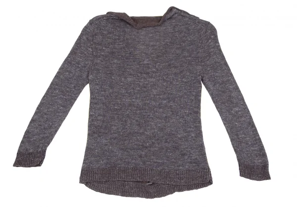 ワイズビスリミY's bis LIMI レーヨンリネンボタンフロントプルオーバーニットセーター パープルグレーS K-118732_012