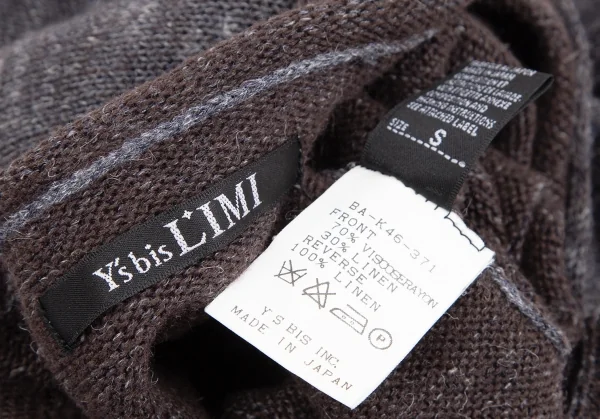 ワイズビスリミY's bis LIMI レーヨンリネンボタンフロントプルオーバーニットセーター パープルグレーS K-118732_015