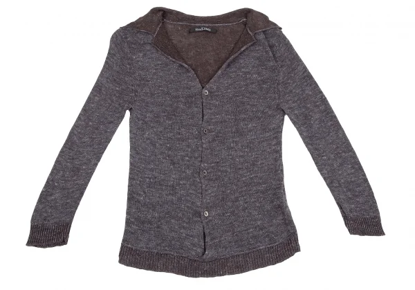 ワイズビスリミY's bis LIMI レーヨンリネンボタンフロントプルオーバーニットセーター パープルグレーS K-118732_002