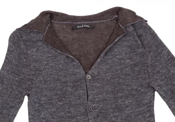 ワイズビスリミY's bis LIMI レーヨンリネンボタンフロントプルオーバーニットセーター パープルグレーS K-118732_003