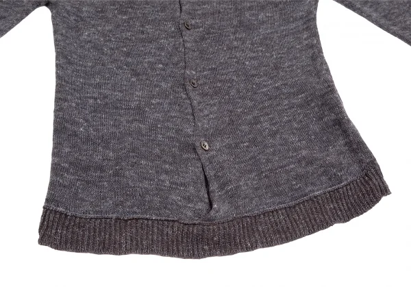 ワイズビスリミY's bis LIMI レーヨンリネンボタンフロントプルオーバーニットセーター パープルグレーS K-118732_008