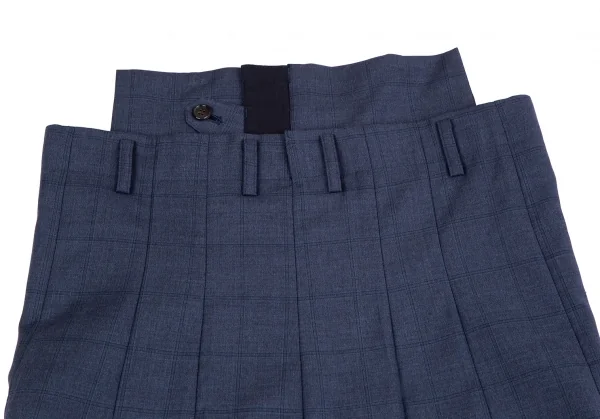 ジュンヤワタナベ コムデギャルソンJUNYA WATANABE COMME des GARCONS ウール格子チェックハイウエストクロップドパンツ 紺XS K-118734_010