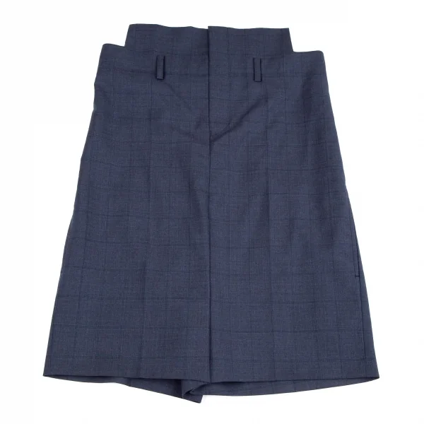 ジュンヤワタナベ コムデギャルソンJUNYA WATANABE COMME des GARCONS ウール格子チェックハイウエストクロップドパンツ 紺XS K-118734_002