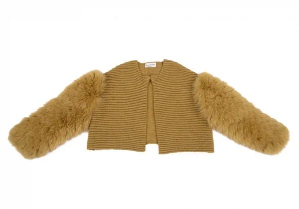 ソニアリキエルSONIA RYKIEL フォックスファースリーブニットショートジャケット 茶S K-118738_002