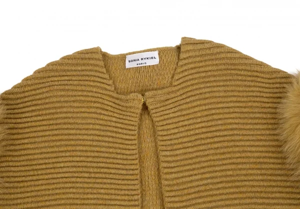 ソニアリキエルSONIA RYKIEL フォックスファースリーブニットショートジャケット 茶S K-118738_003