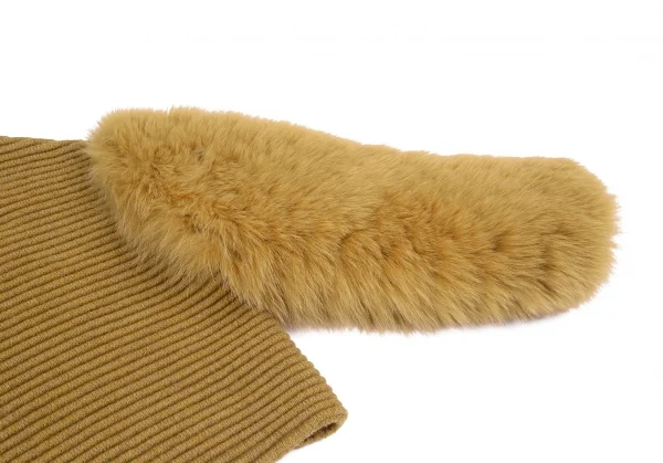 ソニアリキエルSONIA RYKIEL フォックスファースリーブニットショートジャケット 茶S K-118738_005