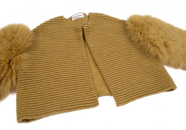 ソニアリキエルSONIA RYKIEL フォックスファースリーブニットショートジャケット 茶S K-118738_006