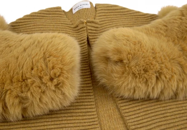 ソニアリキエルSONIA RYKIEL フォックスファースリーブニットショートジャケット 茶S K-118738_007