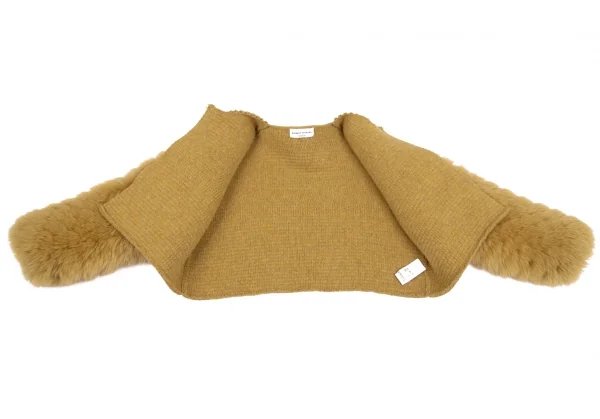 ソニアリキエルSONIA RYKIEL フォックスファースリーブニットショートジャケット 茶S K-118738_008
