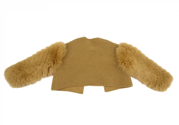ソニアリキエルSONIA RYKIEL フォックスファースリーブニットショートジャケット 茶S K-118738_009