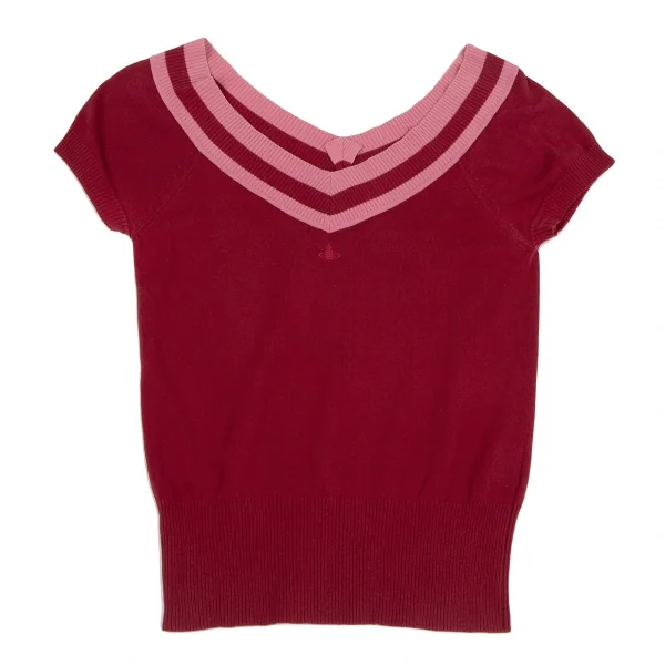 ヴィヴィアンウエストウッド レッドレーベルVivienne Westwood Red Label フレンチスリーブVネックニット 赤ピンク3 K-118753_002