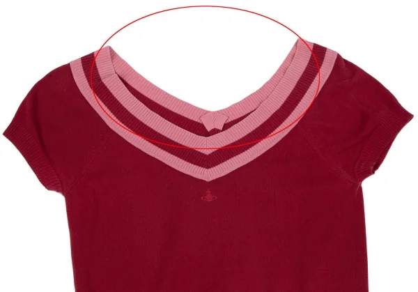 ヴィヴィアンウエストウッド レッドレーベルVivienne Westwood Red Label フレンチスリーブVネックニット 赤ピンク3 K-118753_003