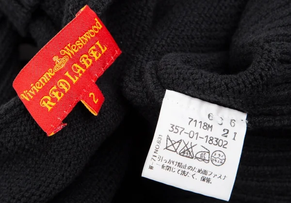 ヴィヴィアンウエストウッド レッドレーベルVivienne Westwood Red Label オーブワンポイント刺繍ジップアップニットパーカー 黒赤2 K-118754_013