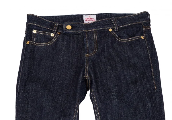 ヴィヴィアンウエストウッドVivienne Westwood ヒップポケットオーブ刺繍ゴールドステッチデニムパンツ 紺ゴールド3 K-118756_007