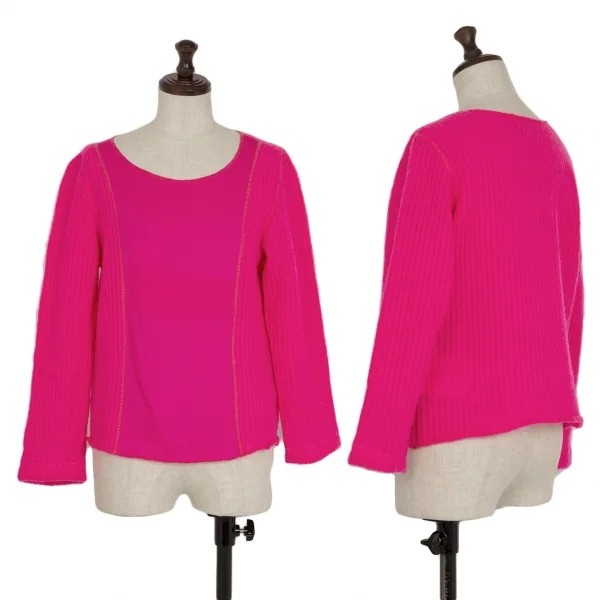 トリココムデギャルソンtricot COMME des GARCONS フロント異素材切替デザインニット ピンクM位 K-118763_001