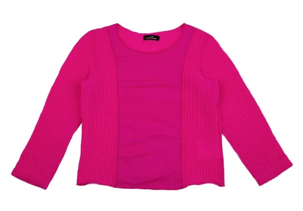 トリココムデギャルソンtricot COMME des GARCONS フロント異素材切替デザインニット ピンクM位 K-118763_002