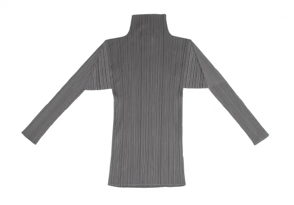 イッセイミヤケISSEY MIYAKEプリーツハイネックカットソー グレーM K-118774_010