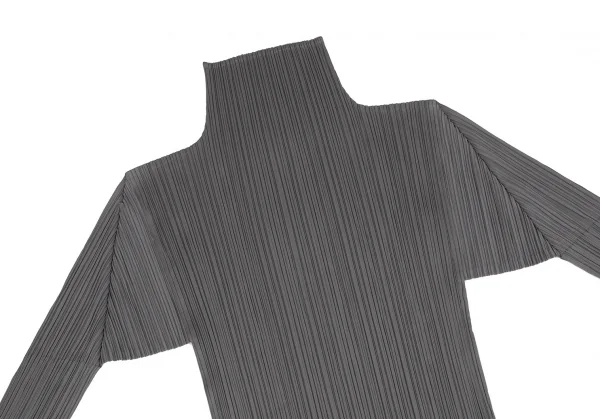 イッセイミヤケISSEY MIYAKEプリーツハイネックカットソー グレーM K-118774_003