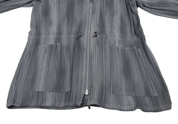 イッセイミヤケISSEY MIYAKEむら染めプリーツハイネックジップアップブルゾン グレーM K-118775_009