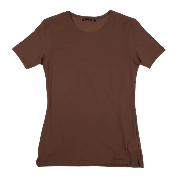 ヨウジヤマモト ファムYohji Yamamoto FEMMEナイロンストレッチTシャツ 茶M K-118808_001
