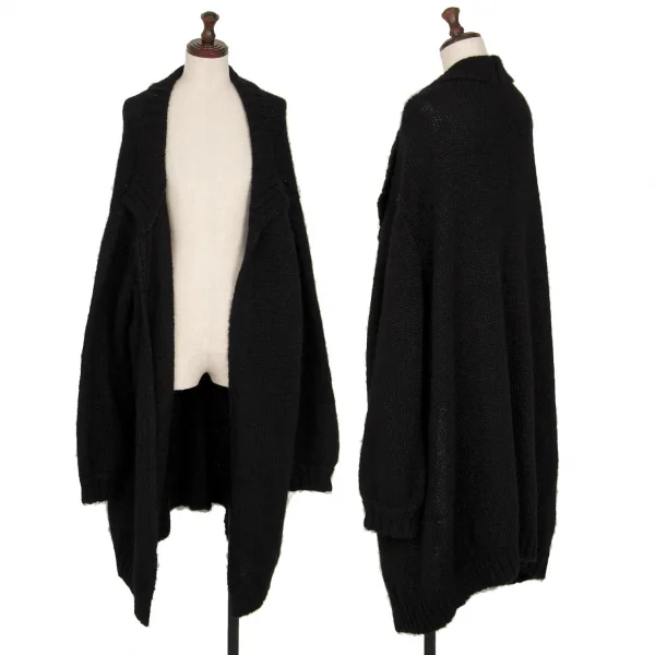 ヨウジヤマモト ファムYohji Yamamoto FEMME ボタンレスヘアリーニットロングカーディガン 黒S K-118818_001