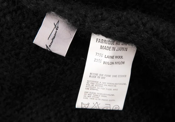 ヨウジヤマモト ファムYohji Yamamoto FEMME ボタンレスヘアリーニットロングカーディガン 黒S K-118818_011