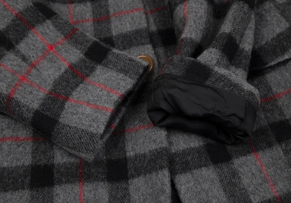ヴィヴィアンウエストウッド レッドレーベルVivienne Westwood Red Label 変形カラーチェックウールジャケット グレー黒赤2 K-118825_007