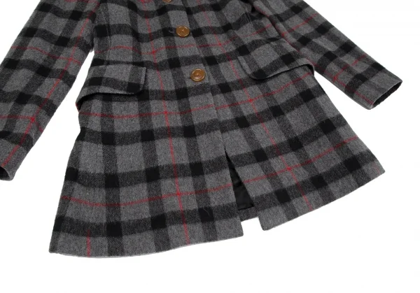 ヴィヴィアンウエストウッド レッドレーベルVivienne Westwood Red Label 変形カラーチェックウールジャケット グレー黒赤2 K-118825_008