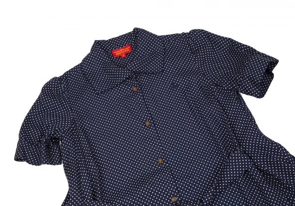 ヴィヴィアンウエストウッド レッドレーベルVivienne Westwood Red Label ワンポイントオーブ刺繍ドットシャツワンピース 紺白2 K-118828_003