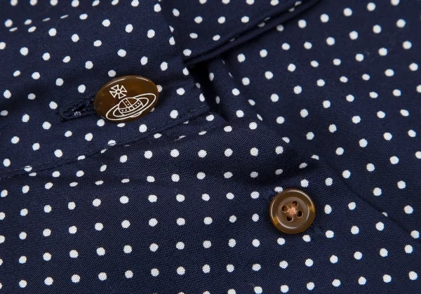 ヴィヴィアンウエストウッド レッドレーベルVivienne Westwood Red Label ワンポイントオーブ刺繍ドットシャツワンピース 紺白2 K-118828_005