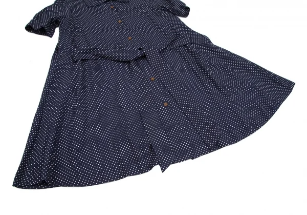 ヴィヴィアンウエストウッド レッドレーベルVivienne Westwood Red Label ワンポイントオーブ刺繍ドットシャツワンピース 紺白2 K-118828_008