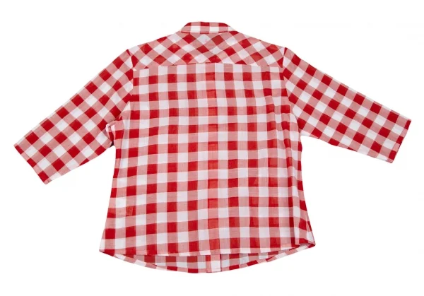ヴィヴィアンウエストウッド レッドレーベルVivienne Westwood Red Label シアーチェック五分袖シャツ 赤白2 K-118829_011