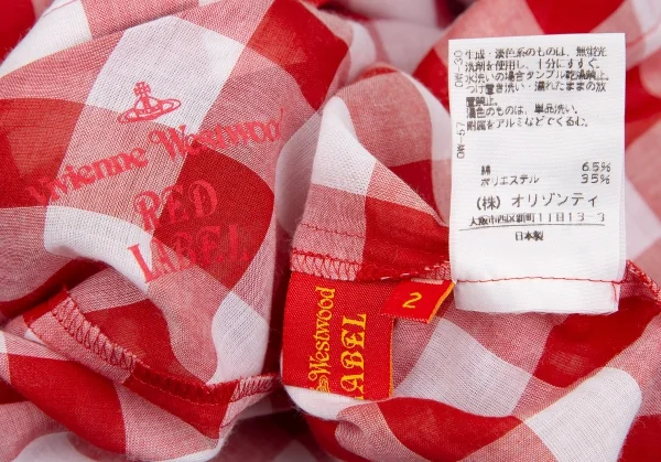 ヴィヴィアンウエストウッド レッドレーベルVivienne Westwood Red Label シアーチェック五分袖シャツ 赤白2 K-118829_015