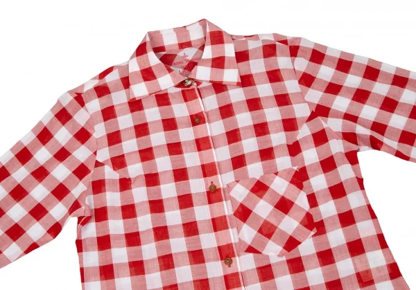 ヴィヴィアンウエストウッド レッドレーベルVivienne Westwood Red Label シアーチェック五分袖シャツ 赤白2 K-118829_003
