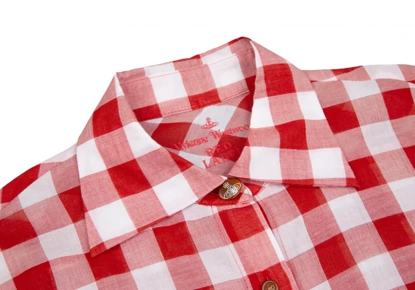 ヴィヴィアンウエストウッド レッドレーベルVivienne Westwood Red Label シアーチェック五分袖シャツ 赤白2 K-118829_004
