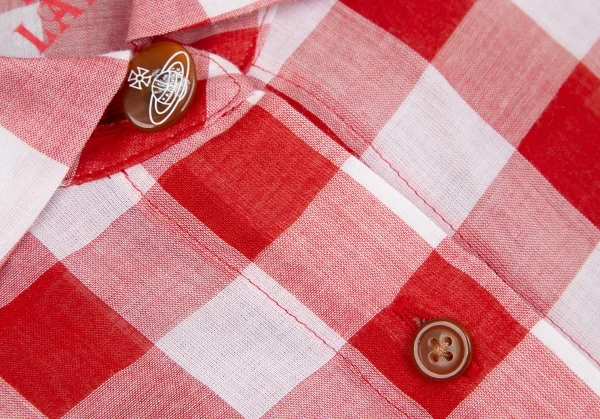 ヴィヴィアンウエストウッド レッドレーベルVivienne Westwood Red Label シアーチェック五分袖シャツ 赤白2 K-118829_005