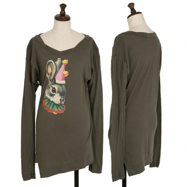 Vivienne Westwood Red Label Rabbit Printed Twist T Shirt Khaki-green 1 K-118834_001