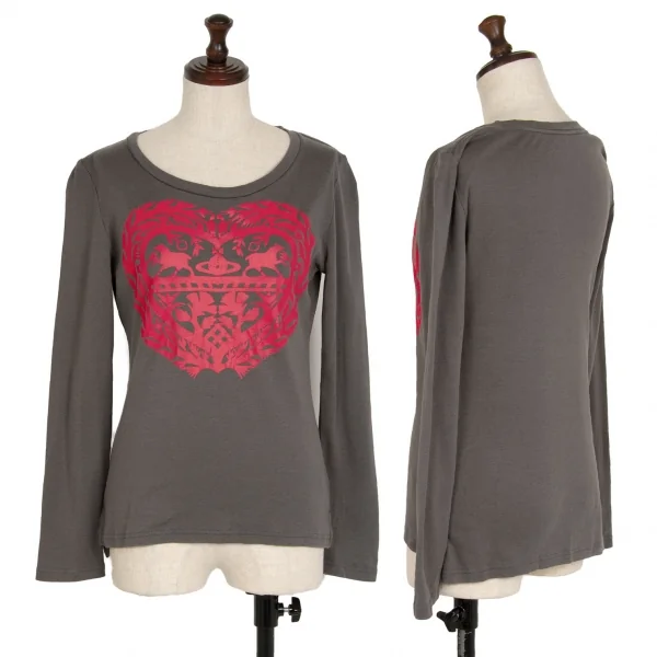 ヴィヴィアンウエストウッド レッドレーベルVivienne Westwood Red Label ハートオーブプリントカットソー チャコール1 K-118835_001