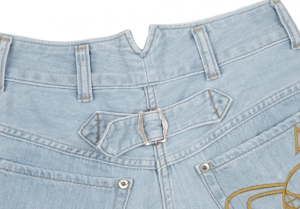 ヴィヴィアンウエストウッド レッドレーベルVivienne Westwood Red Label バックオーブ刺繍デニムキュロット 水色1 K-118837_010